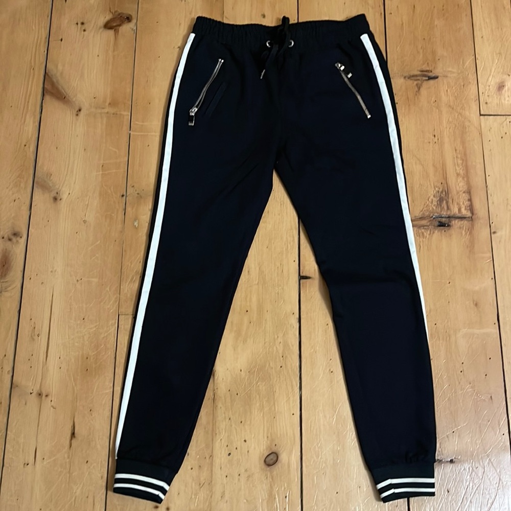 Mos Mosh Black chic Joggers with White Side Stripe
